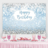 Lofaris Glitter Blue Snowflake Happy Birthday Backdrop For Boy
